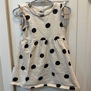 H&M Cream Dress with Black Polka Dots and Ruffle Sleeves